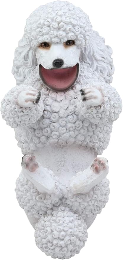 Ebros Lifelike Purebreed Pedigree Canine Adorable White French Poodle Dog Wine Bottle Holder Figurine Statue As Kitchen Wine Cellar Centerpiece Decor Storage Organizer Puppies Pet Dogs Sculpture