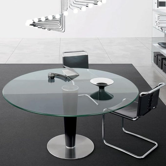 Dulles Glass 36 inch Round Glass Table Top - Tempered - 3/8" Thick Glass Surface, Safe Ogee Edge, Multipurpose for Dining Table, Patio, Coffee and End Table