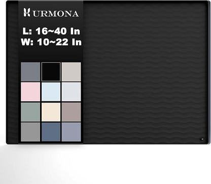 URMONA 37'' x 22'' Waterproof Silicone Under Sink Mat Cabinet and Counter Protector, Shelf Liner for Kitchen and Bathroom, Storage and Organizers, Litter Mat, Pet Cat Puppy Essentials（Black）