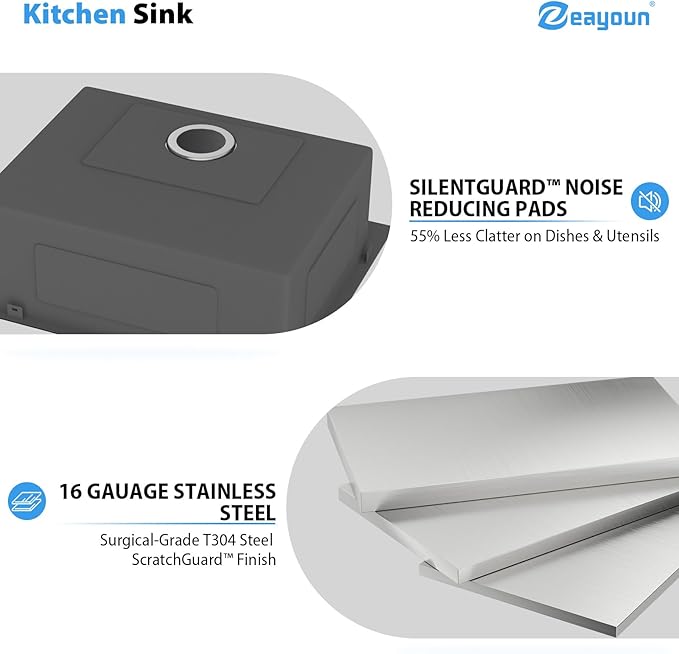 24 Inch Drop in Kitchen Sink 24x18 Drop in Kitchen Sink 16 Gague Topmount Stainless Steel Single Bowl Handmade Sinks Large Deep Basin 24"x18"x9"