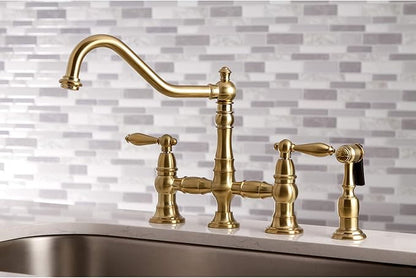 Kingston Brass KS3277ALBS Kitchen Faucet with Side Sprayer, Brushed Brass, 13.06 x 14.06 x 9.44