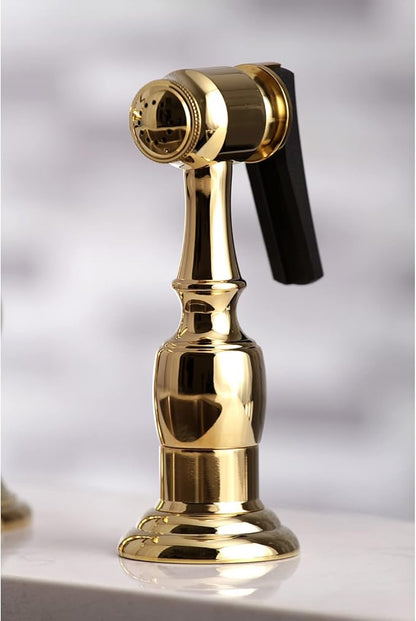 Kingston Brass KS3272ALBS Restoration Bridge Kitchen Faucet, Polished Brass, 13.06 x 14.06 x 9.44