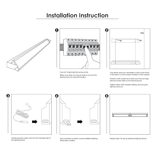 Multi-function LED Under Cabinet Lighting Fixture -Plug-In Installation- Angle Adjustable LED Mirror Light - Warm White - Shatterproof PC diffuser Aluminum Housing 120° Beam Angle for Cabinet, Bathroom, Accent Lighting