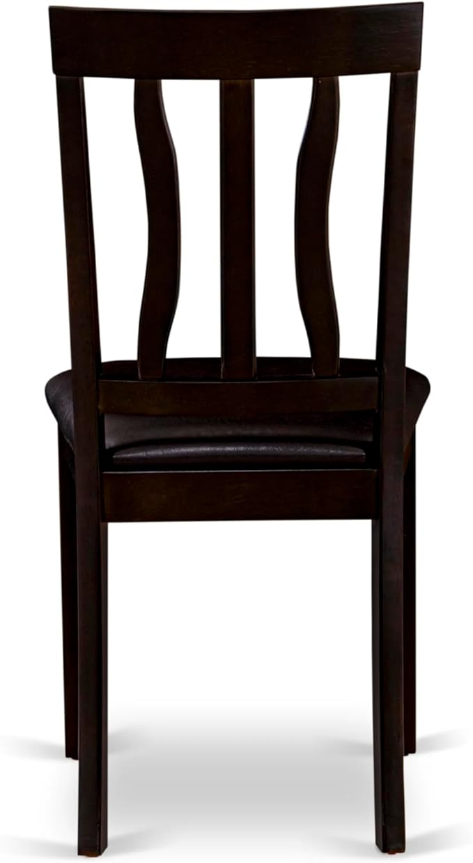 East West Furniture ANTI5-CAP-LC 5 Piece Dining Room Furniture Set Includes a Round Kitchen Table with Pedestal and 4 Faux Leather Upholstered Dining Chairs, 36x36 Inch, Cappuccino