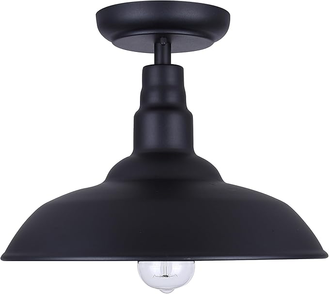 Canarm Valec 1-Light Outdoor Ceiling Light, 14-Inch Black Flush Mount Durable Weather-Resistant Lighting for Porch, Garage and Entryway