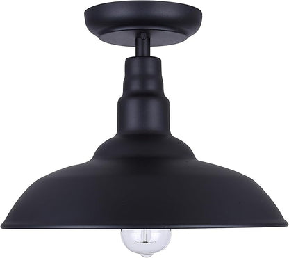 Canarm Valec 1-Light Outdoor Ceiling Light, 14-Inch Black Flush Mount Durable Weather-Resistant Lighting for Porch, Garage and Entryway