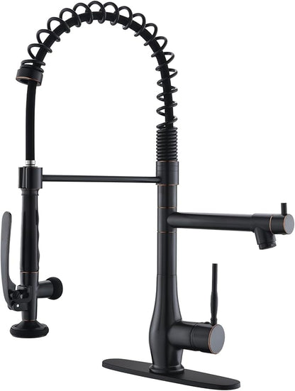 GIMILI Oil Rubbed Bronze Kitchen Faucet with Pull Down Sprayer Single Handle High Pressure Kitchen Sink Faucet Commercial Double-Headed Kitchen Faucets