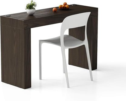 Mobili Fiver, Evolution Dining Table with Two Legs and Wireless Charger 47.2 x 15.7 in, Dark Walnut, Made in Italy