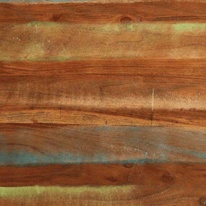 Rectangular Dining Table, Solid Reclaimed Wood, Multicolor Finish for Kitchen or Dining Room Spaces, Seats 4 People