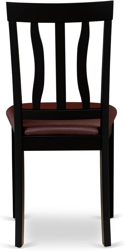 East West Furniture ANTI5-BLK-LC 5 Piece Dining Table Set for 4 Includes a Round Kitchen Table with Pedestal and 4 Faux Leather Upholstered Dinette Chairs, 36x36 Inch, Black & Cherry