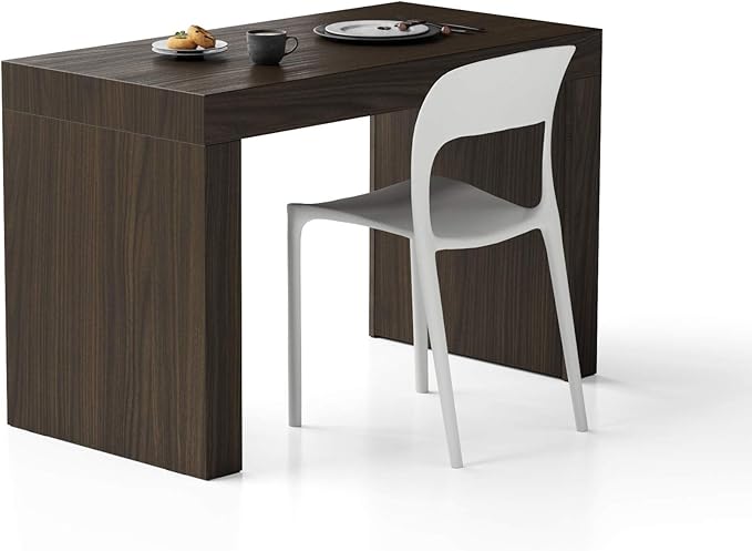 Mobili Fiver, Evolution Dining Table with Two Legs 47.2 x 23.6 in, Dark Walnut, Made in Italy