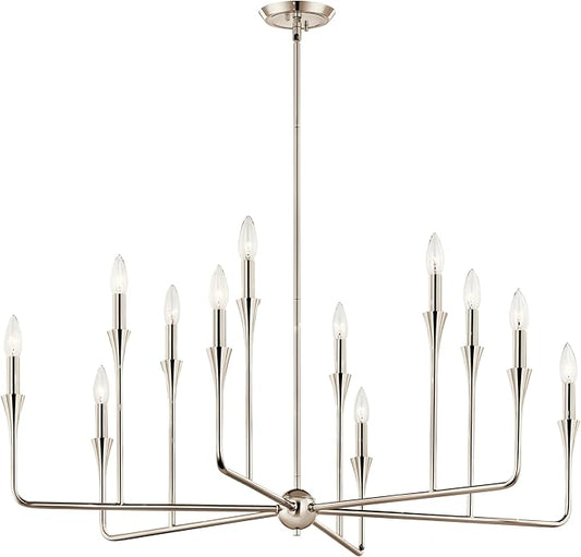 Kichler Alvaro 12-Light Multi-Tier Chandelier, Soft Modern Light in Polished Nickel, for Foyer, Great or Living Room or Large Dining Room (20" x 39.75"), 52692PN