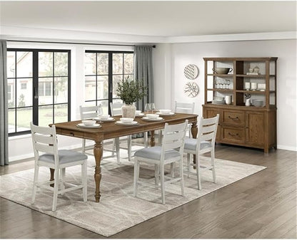 Pemberly Row Counter Height Chairs - Set of 2, Gray Upholstered Textured Seats, Weathered White Solid Wood Frame, Rustic Style for Kitchen Islands or Bar Areas, 250lb Capacity, 19x17.5x25 in