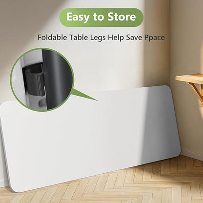 6ft Folding Table, Heavy Duty Plastic Card Table with Foldable Steel Legs, Metal Frame Support up to 600 lb, Portable for Indoor, Outdoor, Picnic, Camping, Dining, Party, White