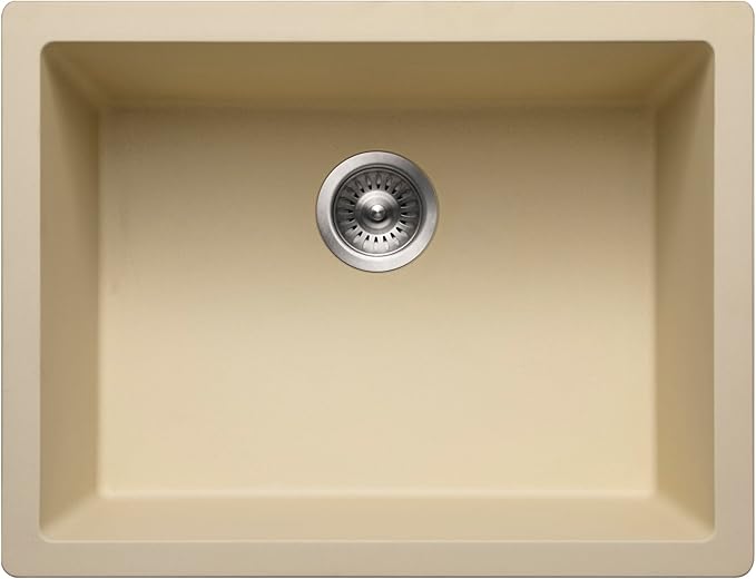 Houzer Cassiano Sand Granite Composite Kitchen Sink: 24 inch Drop-in Topmount Single Bowl Sink, Durable & Versatile, Essential for Home & Apartment: G-300U SAND