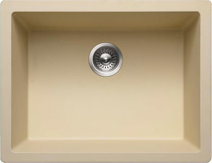 Houzer Cassiano Sand Granite Composite Kitchen Sink: 24 inch Drop-in Topmount Single Bowl Sink, Durable & Versatile, Essential for Home & Apartment: G-300U SAND