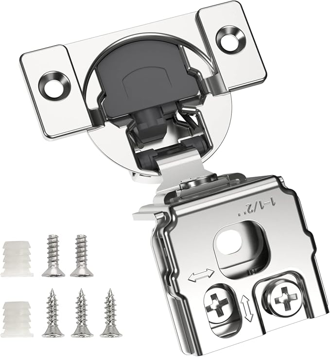 Chibery 2 Pack 1-1/2" Overlay 3D Soft Close Concealed Hinge for Face Frame Door, Smooth Slow Self Closing Hinges, Satin Nickel, Hidden 105° Open Angle Stainless Steel Hinge for Kitchen Cabinet Door