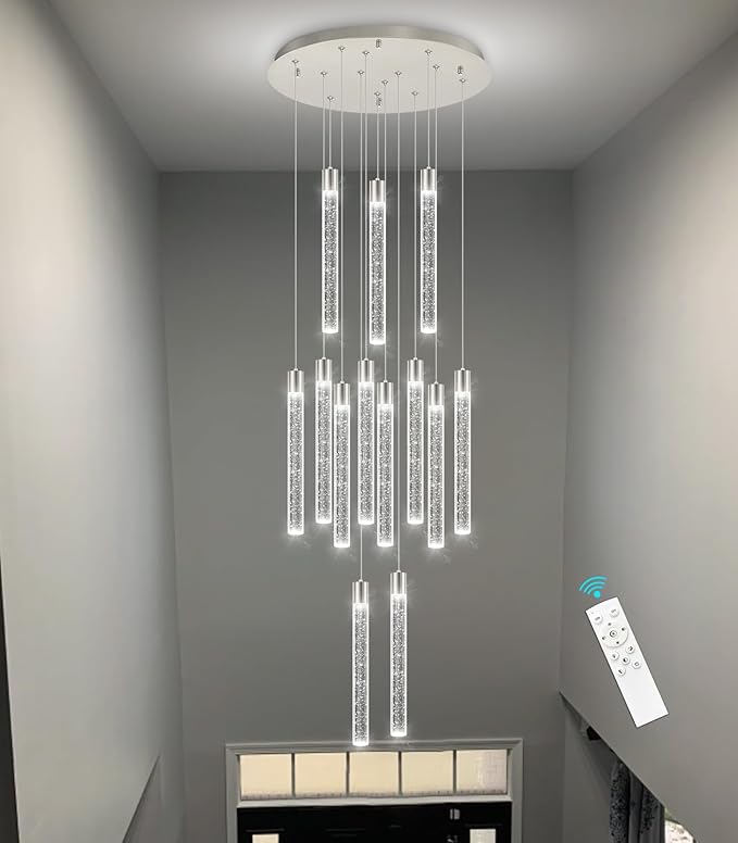 13-Light Long Large Modern Led Crystal Chandeliers Modern Spiral Chandeliers High Ceilings Chandelier for Staircase Foyer Chrome