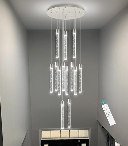 13-Light Long Large Modern Led Crystal Chandeliers Modern Spiral Chandeliers High Ceilings Chandelier for Staircase Foyer Chrome