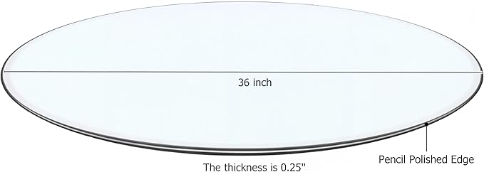 36" Tempered Glass Table Top Round Transparent Table Surface 3/8'' Thick Pencil Polished Edge Multipurpose for Dining, Coffee, Restaurant and End Table (36 inch)