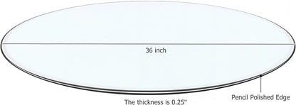 36" Tempered Glass Table Top Round Transparent Table Surface 3/8'' Thick Pencil Polished Edge Multipurpose for Dining, Coffee, Restaurant and End Table (36 inch)