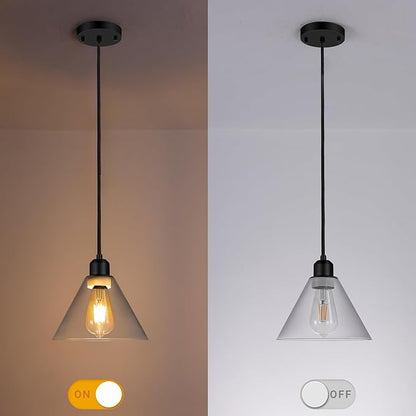 Modern Pendant Lights, 8.35" Smoked Grey Glass Hanging Lamp with Matte Black Finish, Adjustable 48" Cord Pendant Light Fixtures for Kitchen Island Sink Bar Dining Room Farmhouse, E26 Base