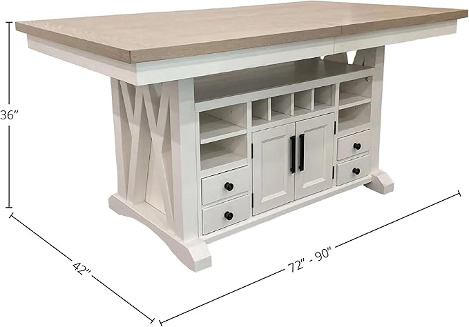 Parker House Americana Modern Dining 72 in. Island Counter-Height Extendable Dining Table