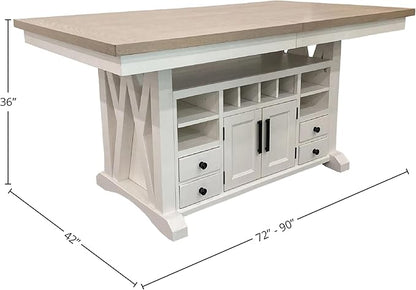 Parker House Americana Modern Dining 72 in. Island Counter-Height Extendable Dining Table
