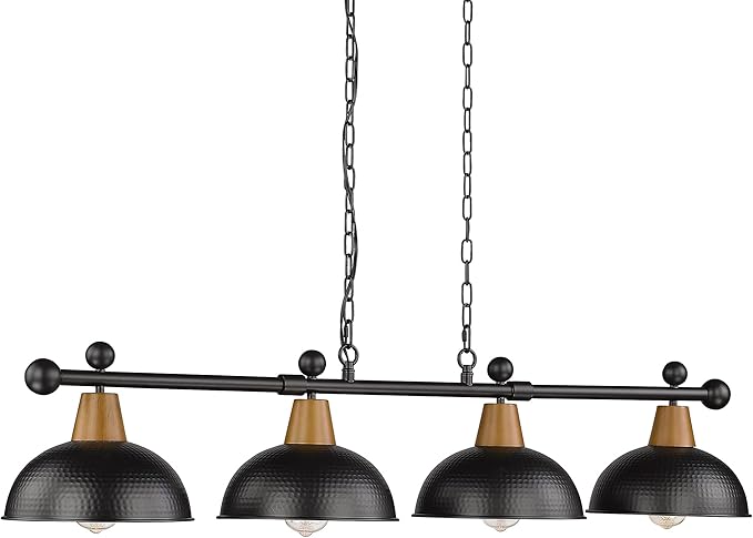 FEMILA 4-Light Pool Table Lights for 7ft/8ft Table, 48" Modern Billiard Llight Kitchen Island Light, Hanging Pool Table Lamp for Game Room,Kitchen, Bar, Coffee Shop, 4FG60-4LP BK