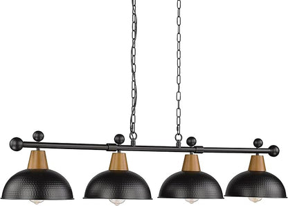 FEMILA 4-Light Pool Table Lights for 7ft/8ft Table, 48" Modern Billiard Llight Kitchen Island Light, Hanging Pool Table Lamp for Game Room,Kitchen, Bar, Coffee Shop, 4FG60-4LP BK