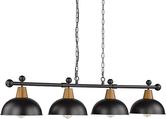 FEMILA 4-Light Pool Table Lights for 7ft/8ft Table, 48" Modern Billiard Llight Kitchen Island Light, Hanging Pool Table Lamp for Game Room,Kitchen, Bar, Coffee Shop, 4FG60-4LP BK