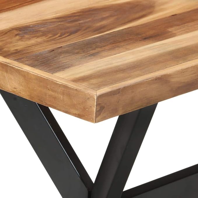 Solid Acacia Wood Honey Dining Table 55.1"x27.6" Industrial Kitchen & Dining Room Table Seats 6 Easy Assembly Compact Rustic Furniture for Apartment Loft