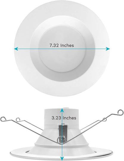 LUXRITE 5/6 Inch LED Recessed Retrofit Downlight, 14W=90W, CCT Color Selectable 2700K | 3000K | 3500K | 4000K | 5000K, Dimmable Can Light, 1100 Lumens, Wet Rated, Energy Star (12 Pack)