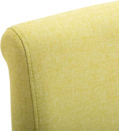 Set of 6 Green Fabric Dining Chairs with Wood Frame Modern Rectangular Design Comfortable Indoor Seating for Dining Room Kitchen Home Furniture