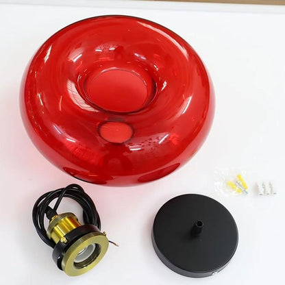 11" Red Glass Pendant Light Industrial Vintage Design Suitable for Kitchen Island Bedroom Dining Room Adjustable Height E26 Bulb Compatible (Red)