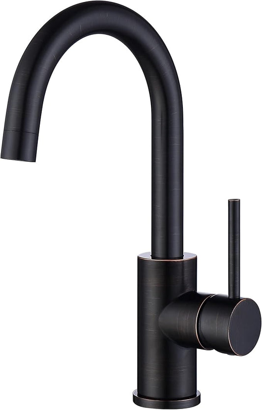Oil Rubbed Bronze Bar Faucet Single Hole, WiPPhs ORB Wet Bar Faucets with Single Handle for Kitchen Sink and Mini Deck Mounted