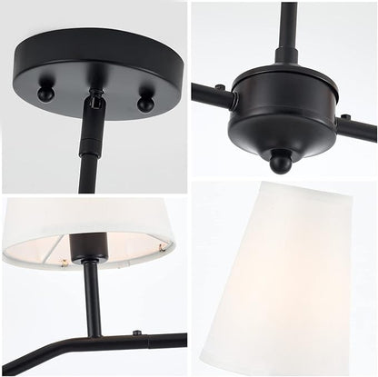 VILUXY Classic Linear Chandelier Off-White Fabric Modern Kitchen Island Pendant Lighting for Indoor, Dining Room, Living Room, Restaurant 4-Light