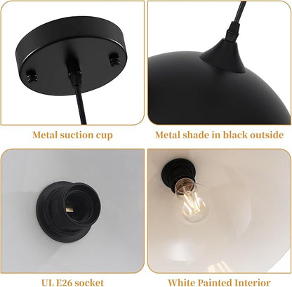 Black Pendant Lights Kitchen Island 2 Pack, 11.8 inches Dome Pendant Light Fixtures, Farmhouse Pendant Light, Modern Pendant Lights for Kitchen Island Dining Room Bedroom