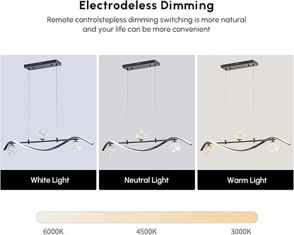 homary 40.2" Dimmable Kitchen Island Lighting, Black 4-Light Dining Room Light Fixture Over Table Linear LED Chandelier Island Lights for Kitchen
