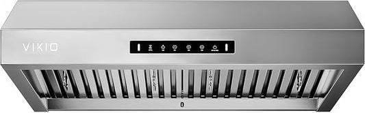 VIKIO HOME Under 30 Inch Cabinet Range Hood 3 Speed Gesture Sensing & Touch Control with 900CFM Vent Hood, Stainless Steel Kitchen Hood with LED Light and 2 Baffle Filters with Handlebar