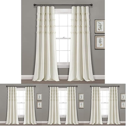 Lush Decor Vintage Stripe Yarn Dyed Cotton Window Curtain Panel Pair, 95" x 40", Neutral (Pack of 4)