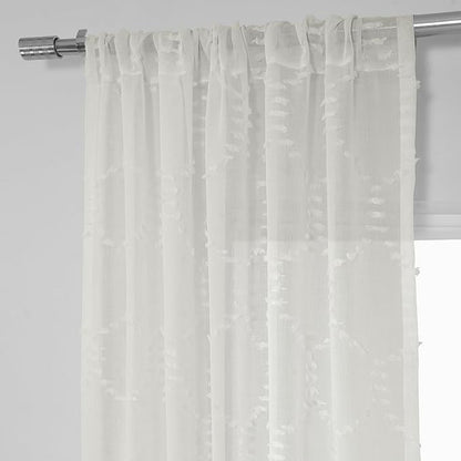 HPD Half Price Drapes Patterned Faux Linen Sheer Curtains for Living Room or Bedroom 50 X 108 (1 Panel), Rod Pocket Window Curtains for Bedroom, Marseille Shell