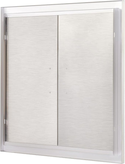 CO-Z Outdoor Kitchen Doors, 24" W x 24" H Weatherproof Built in 304 Stainless Steel Double Access Doors for Outside Kitchen Commercial BBQ Island Grilling Barbeque Oven Grill Storage Cabinet Door