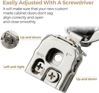 Ravinte 30 Pack 15 Pairs 1 inch Overlay Soft Close Hidden Door Hinge for Kitchen Cabinet Stainless Steel Adjustable Satin Nickel Hardware