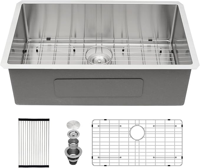 30 Inch Undermount Kitchen Sink - Beslend 30x18x10 Inch Undermount Stainless Steel Kitchen Sink 16 Gauge Single Bowl Round Corner Under Counter Basin