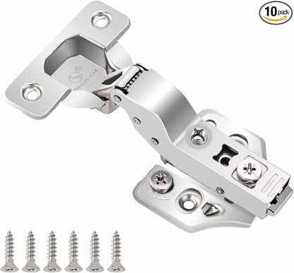 10 Pack Inset Overlay Soft Close Cabinet Hinges 105° Frameless 3 Way Adjustable Soft Close Hinges for Cabinet Doors Kitchen Cabinet Door Hinges with Screws