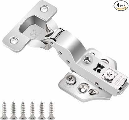 4 Pack Inset Overlay Soft Close Cabinet Hinges 105° Frameless 3 Way Adjustable Soft Close Hinges for Cabinet Doors Kitchen Cabinet Door Hinges with Screws