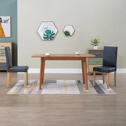 Dining Chair Set of 2, Gray Faux Suede Upholstered Modern Kitchen Chairs with Solid Wood Frame 7.9 x 6.5 x 14.7 in, Comfortable Accent Seat for Dining Room Living Room Bedroom