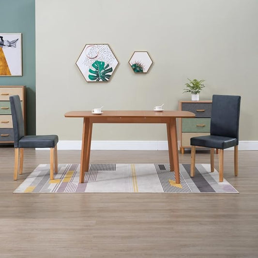 Dining Chair Set of 2, Gray Faux Suede Upholstered Modern Kitchen Chairs with Solid Wood Frame 7.9 x 6.5 x 14.7 in, Comfortable Accent Seat for Dining Room Living Room Bedroom
