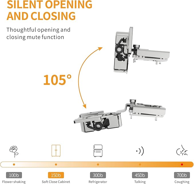 Chibery 2 Pack 5/8" Overlay 3D Soft Close Concealed Hinge for Face Frame Door, Smooth Slow Self Closing Hinges, Satin Nickel, Hidden 105° Open Angle Stainless Steel Hinge for Kitchen Cabinet Door